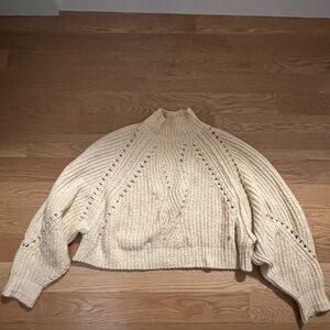 Yellow Cream Cable Knit Women's Sweater